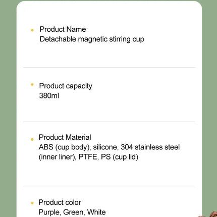 Detachable Automatic Mixing Coffee Cup Intelligent Temperature Measuring Rechargeable Mug Suitable for Office/Kitchen/Travel