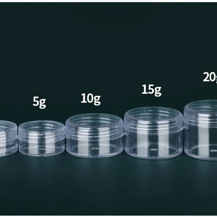100pcs 2g/5g/10g Empty Plastic Jar Pots Transparent Sample Bottles Eyeshadow Cream Lip Balm Container Portable Makeup Jar