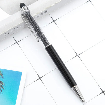 50pcs/Lot Crystal Metal Ballpoint Pen Fashion Creative Stylus Touch for Writing Stationery Office School Gift Free Custom Logo