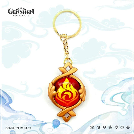 New Teyvat Vision Fontaine Water God Focalors Lyney and Lynette Keychain Luminous 7 Element Eye Of Original God Toy KeyRing