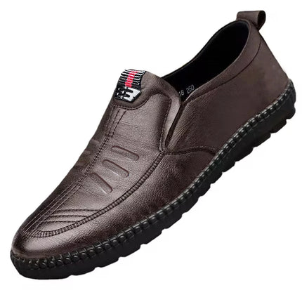 Men's PU Leather Loafers Non-Slip Walking Flats Breathable Outdoor Slip-on Casual Shoes for Male Work Office Driving Sneakers