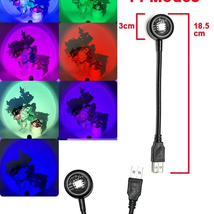 USB Sunset Lamp Sunset Projector Mood Light Living Room Bedroom Night Light Indoor Decor Bar Atmosphere Photography Background