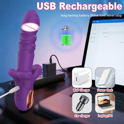 Mouth Thrusting Dildo Vibrator 10 Vibrating Modes  G-Spot Clitoris Stimulator Female Fast Orgasm Sex Toys for Couple Pleasure