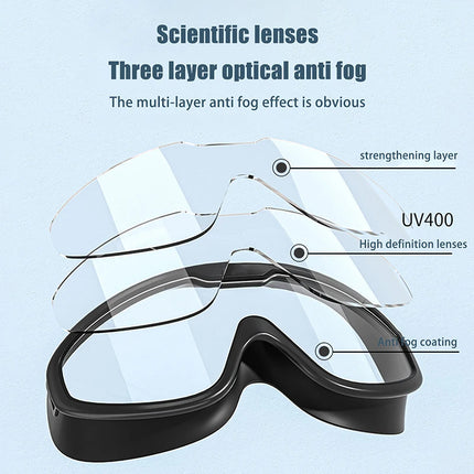 Large Frame Outdoor Swimming Goggles Anti-Fog Wide View Scuba Diving Swimming Glasses with Earplugs for Adult Youth Water Sports