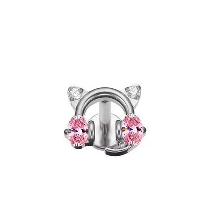 High-Quality F136 Titanium Alloy Pink Zirconia Stud Earring Set Fashionable Cartilage and Lip Piercing Jewelry for Men and Women
