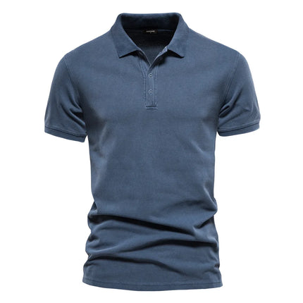 New summer style men's POLO shirts—100% cotton, solid color, sporty lapel design, fashionable casual short-sleeved T-shirts.