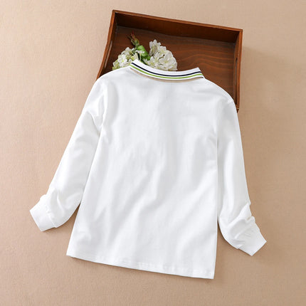 Boys Polo Shirt 2025 Spring Autumn Kids Long Sleeves Turn Down Collar Cotton Tops School Shirt for Boys 5-12 Years