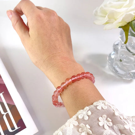 Natural Stone Pink Zebra Beaded Bracelet 6/8mm Dalmatian Jasper Rhodochrosite Agate Bracelet Gemstone Beads Bracelet