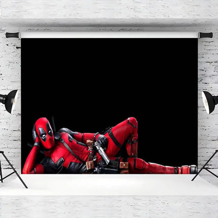 Superhero Deadpool Theme Customized Boys Birthday Party Decoration Banner Provided Portrait Photography Studio Background Props
