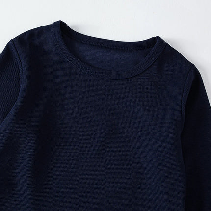 Children's Autumn Solid Color Simple Versatile Long-Sleeve T-shirt Boys' Casual Sports Shirt Girls' Fashion Round-Neck Sweatshirt