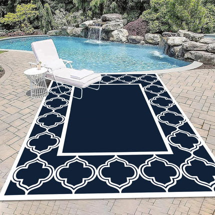Double-Sided Outdoor Waterproof Reversible Mats Plastic Straw Patio Rugs PP Material Double Layer Woven Carpet Family Picnic Mat