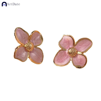 New Temperament Flower Earrings for Women Girls Sweet Korean Fashion Gold Color Crystal Zircon Party Accessories