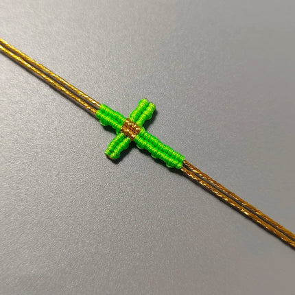 Hand-Woven Macrame Cross Bracelet Adjustable Bohemian Style Jewelry for Women Girls