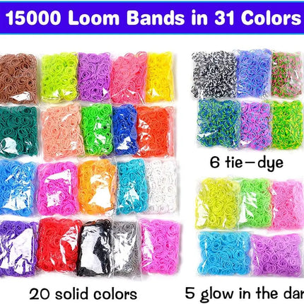 600pcs+ Loom Rubber Band Refill Kit in 31 Colors Bracelet Making Kit for Kids Weaving DIY Crafting Gift with  Loom Bands Toys