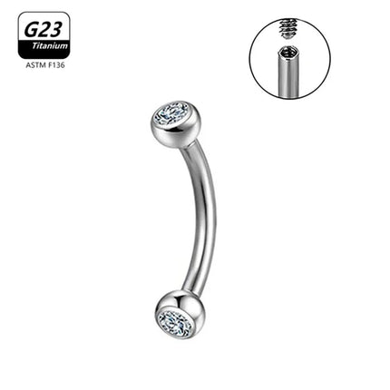 1/5/50pcs G23 Titanium ASTM-F136 Piercings Eyebrow  zircon Earring Internal thread Eyebrow Body Jewelry Wholesale