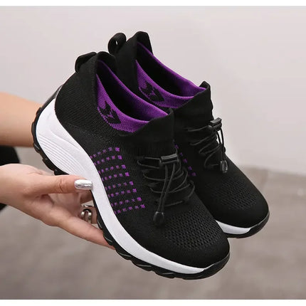 Outdoor Women Walking Sneakers Fashion Jogging Sock Shoes Youth Girls Trainers Breathable Ladies Platform Non-Slip Light Loafers