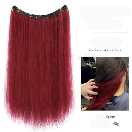 V-shaped one-piece synthetic 4 Clip In Hair Extensions Long Straight Hairstyle Hairpiece Colour 50CM Natural Fake Hair