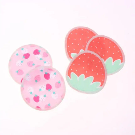〔HBA16〕 10 Pcs Makeup Remover Pads Washable Double-Layer Strawberry Print Cleaning Cotton Reusable Facial Make Up Removal Pads