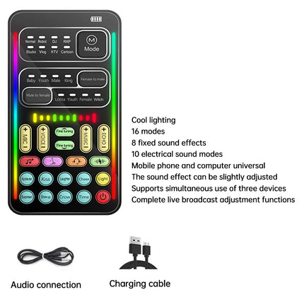 Voice Changer Microphone Bluetooth Mic Wireless For iPhone Android Mobile Cell Phone PC Mini Live Sound Card Mixer Recorder Kit