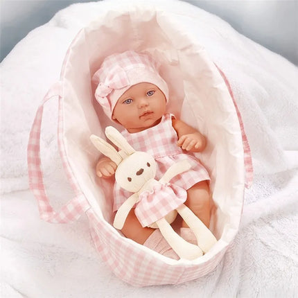 For 12 Inch 30cm Baby Reborn Dolls Outfits Clothing Carry Cot Cartoon Bear Winter Pajamas Jumpsuit Plush Clothes Accessories
