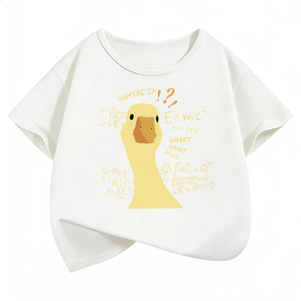 Cute Goose Design Kids Tshirts Summer Short Sleeve Tees Cartoon Animal Boys Girls Clothes Kawaii Tops Y2K Children T-shirt