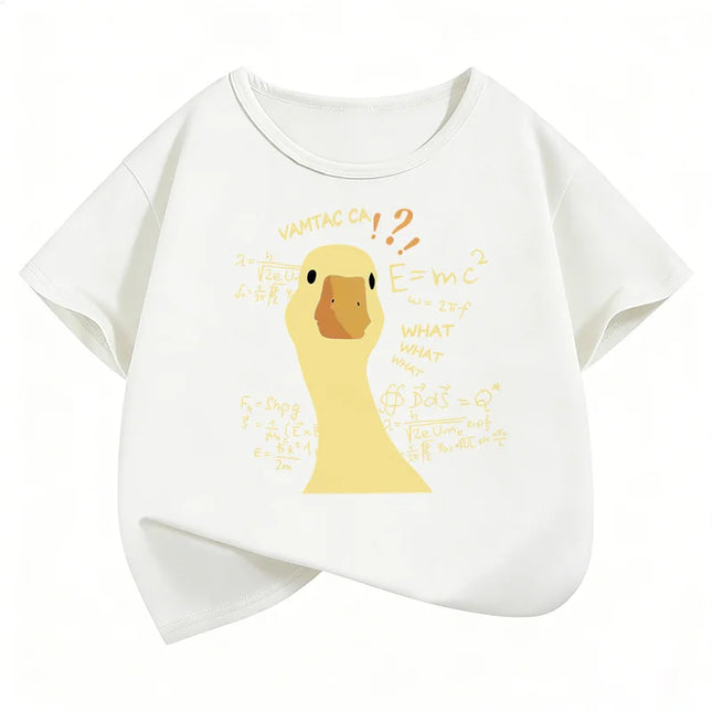 Cute Goose Design Kids T-shirts Summer Short Sleeve Tees Cartoon Animal Boys Girls Clothes Kawaii Tops Y2K Children T-shirt