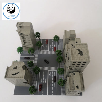 Simulation 1:300 Battle Damaged City High-rise Building Assembly Model Diy Military Sand Table Scene Layout Diorama Kit 1Pcs