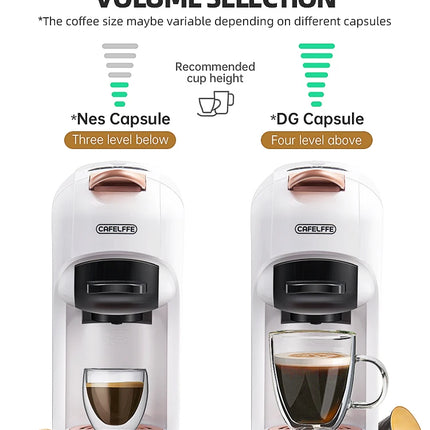 Cafelffe 5 in 1 Capsule Coffee Machine Fit Dolce gusto Nespresso Capsule ESE Pod Ground Coffee K-cup 19Bar Hot/Cold,gift-giving