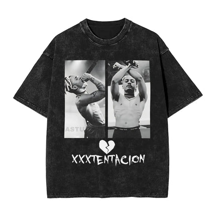 Hot Remembering XXXTentacion Graphic Print T-shirt Men Women Vintage Washed Cotton Summer New Tee Harajuku Fashion Oversized Top