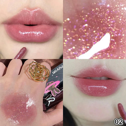Cappuvini Water Glazed Mirror Lip Gloss Makeup Long Lasting Color Liquid Lipstick Crystal Jelly Moisturizing Lip Glaze Cosmetics