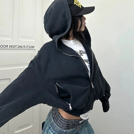 Autumn/Winter Ins Fashion Trendy Brand High Street Gothic Letter Printed Design Zipper Hoodie Retro Hoodie