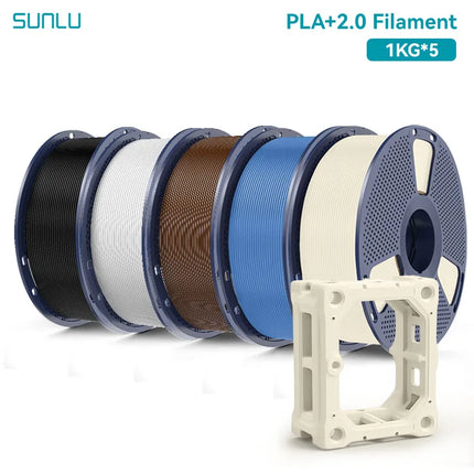 SUNLU 5KG PLA Plus 2.0 3D Printer Filament 1.75mm 1000g Spool (2.2lbs) Neatly Arranged No Knot Filament Fit Most FDM Printer