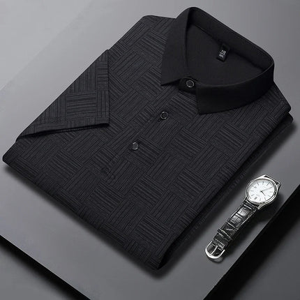 2026 Men's New Printed Business Casual Short sleeved POLO Shirt Fashion Short sleeved Comfortable and Breathable Top