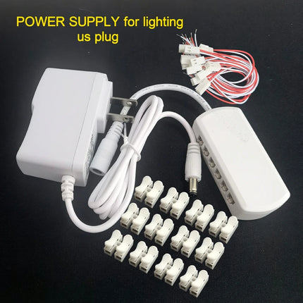 Model Special 3V/12V AC/DC Adapter Power Supply with 12 ports US Plug Power Output for Model Lamp/Railway/Railroad/Train Layout