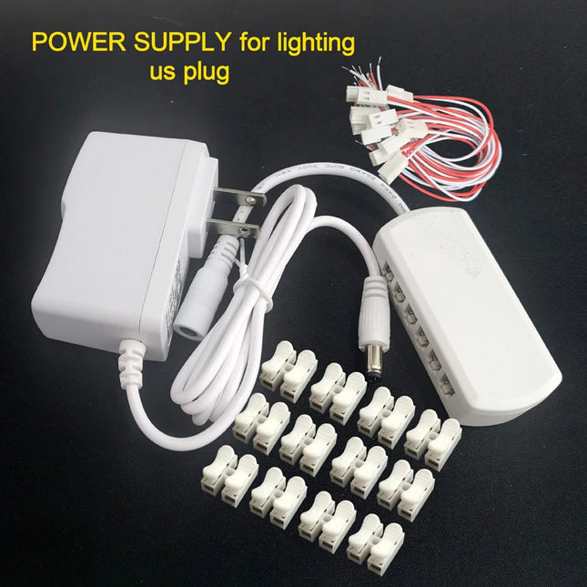 Model Special 3V/12V AC/DC Adapter Power Supply with 12 ports US Plug Power Output for Model Lamp/Railway/Railroad/Train Layout