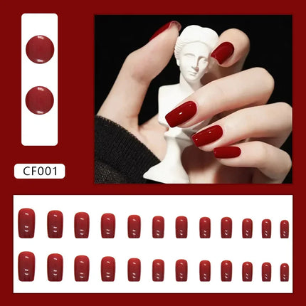 Cool Ash 24 Pcs Press on Nails Pink Nail polish Glossy Artificial Finger Manicure Reusable False Nails for Women