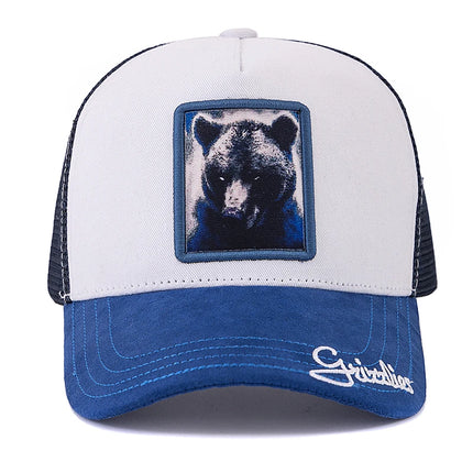 Hot Sale Unisex Trucker Hat Grizzlies Pattern Patch Design Suede Sun Hat Summer Animal Baseball Cap For Men Women ﻿
