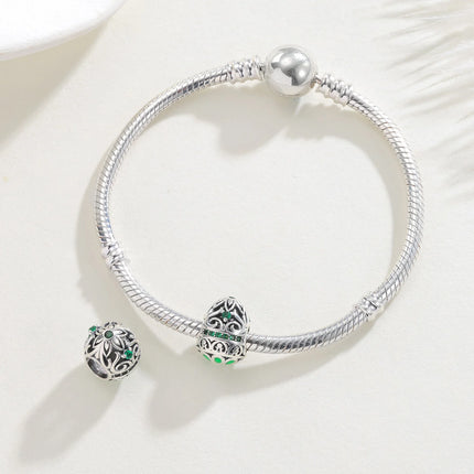 New 925 Sterling Silver Easter Egg Charm European-style Floral Pattern Cutout Charm Fit Original Bracelet DIY Woman Jewelry Gift