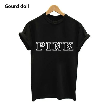 Harajuku Fashion PINK Letter Printed T-Shirts Women Tops Tee t shirt Women For Female O-Neck tumblr kawaii Casual Short Sleeve