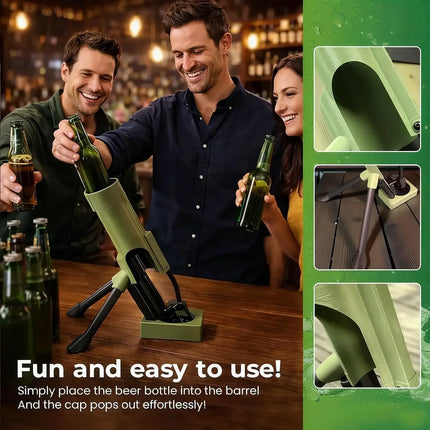 Portable Camping Mortar Beer Bottle Opener Tactical Cap Launcher Hands Free For Backyard BBQ Picnic Hiking Outdoor Use