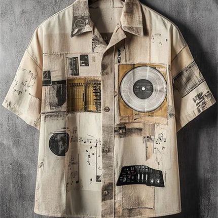 2026 New Men's Short-Sleeve Shirt, Stylish Print, Casual Breathable Lapel Cardigan, Vacation Style, Men's Top, Sizes XS-6XL
