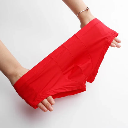 Men Trunks Ice Silk Underwear Ultra Low Waist Bulge Pouch Boxer Sports Breathable Underpants Knickers Boxershorts Calzoncillo