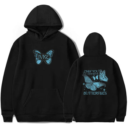 JVKE Butterflies Hoodie New Merch Unisex Retro Print 2026 fashion long sleeved hooded sweatshirt sportswear