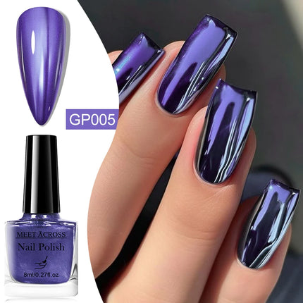 8ml Metallic Nail Polish Mirror Effect Fast Drying Long-Lasting Nail Art Polish DIY No Lamp Cure Manicure Nail Supplies