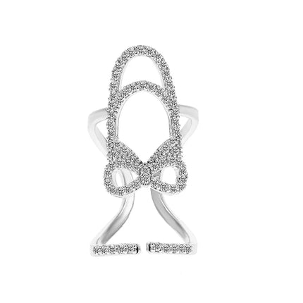 New Fashion Copper Inlaid Zircon Nail Ring INS Selling Gold Plated Manicure Joint Ring for Women Trend Party Jewelry