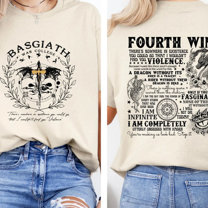 Fourth Wing T-shirt Dragon Rider T-shirt Basgiath War College Shirt The Empyrean Series Violet Sorrengail Fantasy Book