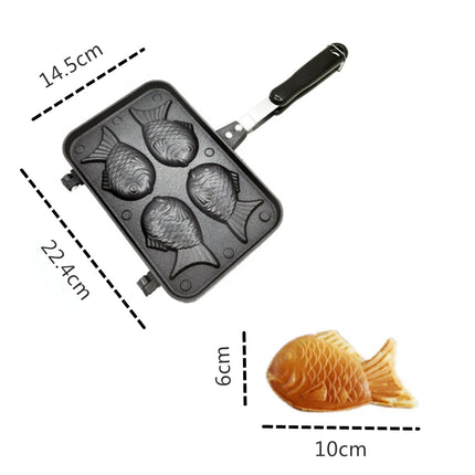 Kitchen Japanese Fish Shaped Waffle Cake Maker Pan Taiyaki 2/4 Pan Fry Pan Waffle Molds Cake Bake Dessert Cooking for Home DIY