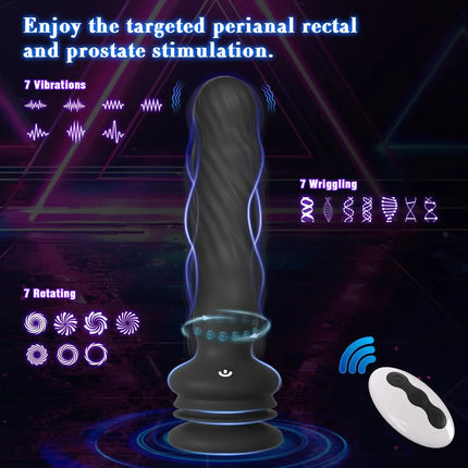 Remote Control Anal Vibrator Male Prostate Massager Wriggling Rotating Vibrating Anal Beads Adult Sex Toys with Suction Cup