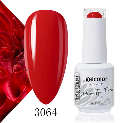 Arte Clavo Red Color Series Nail Polish UV Soak Off Varnish 15ml Manicure Nail Art Long-lasting Hema Tpo Free Gel Nail Polish