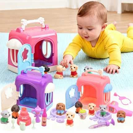 Cute Dog Toy Set Baby Dog Doll Toy Scene Game Parent Child Interactive Play Puzzle and Early Education Toys Baby Gifts